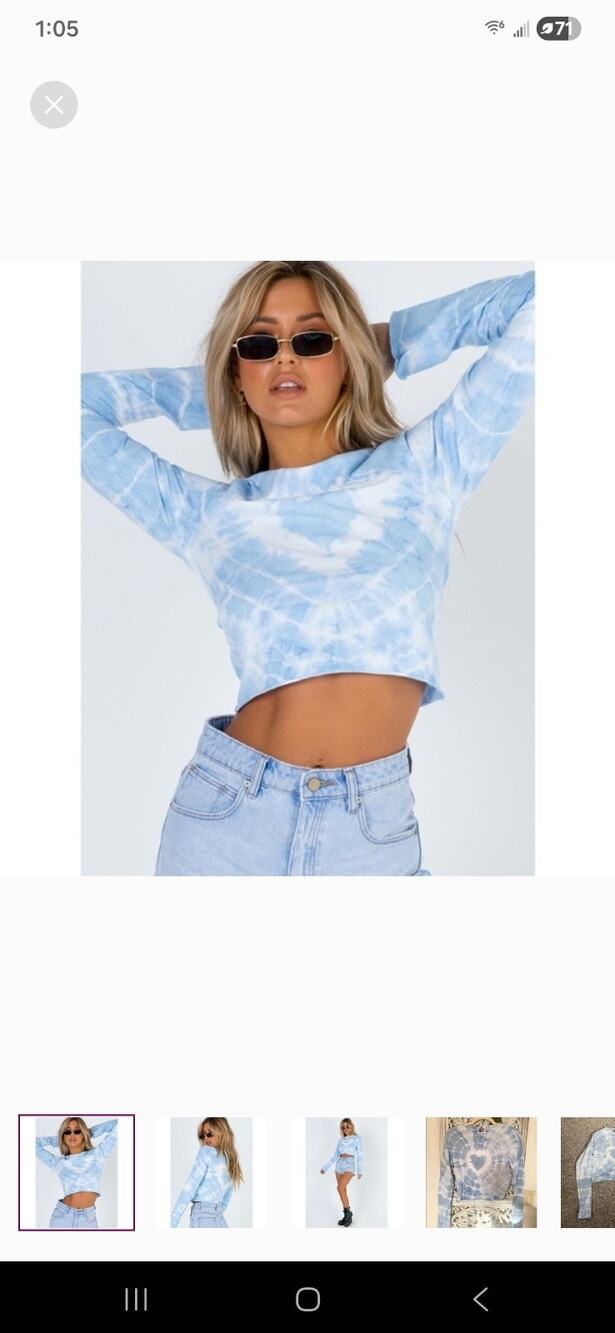 The Ragged Priest Tie Dye Crop Top S Long Sleeve baby tee Festival Rave y2k 2000